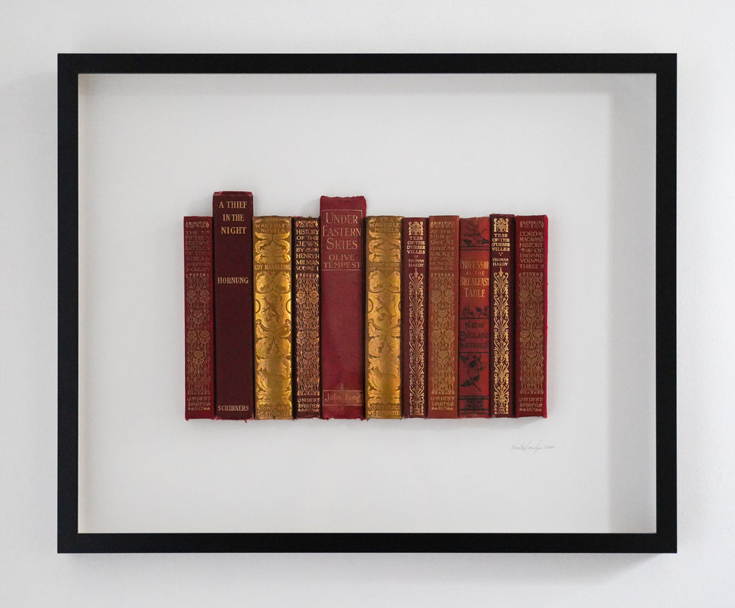 SOLD Floating Library - Vintage Red and Gold