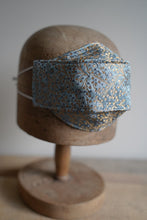 Load image into Gallery viewer, Triple Layer Protective Mask - Blue and Gold Silk
